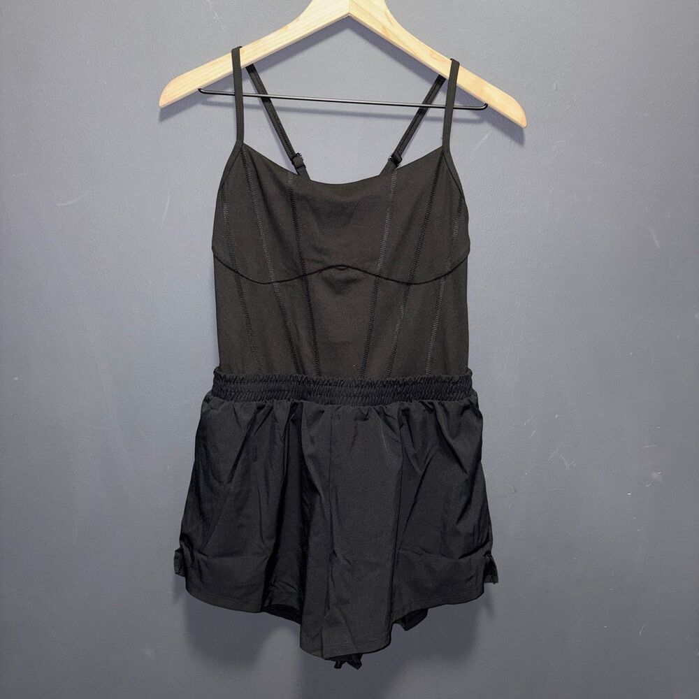 Victoria’s Secret PINK Crossback Romper Womens Large Black Shortie
